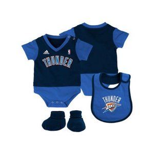 NBA adidas Oklahoma City Thunder 3 Piece Set Creeper, Bib, & Bootie Set
